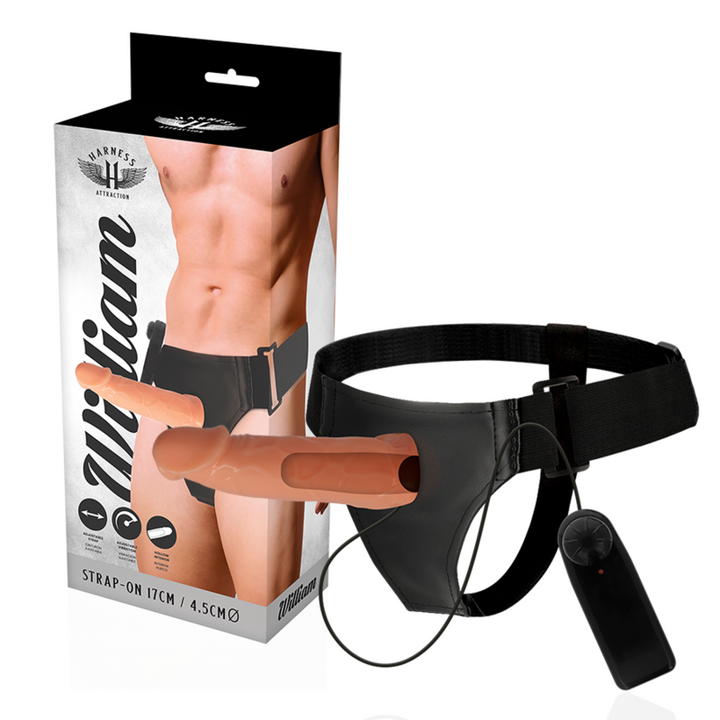 Harness Attraction – Willian Hollow Strap-On met Vibrator (17 cm x Ø 4,5 cm)