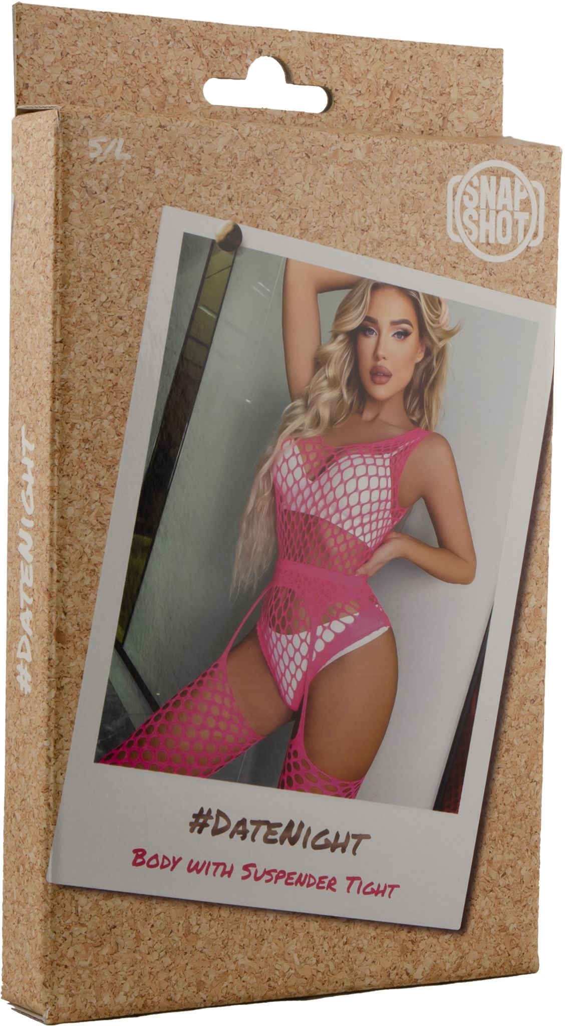 Visnet Body met jarretels en aangehechte kousen - Roze - Snapshot