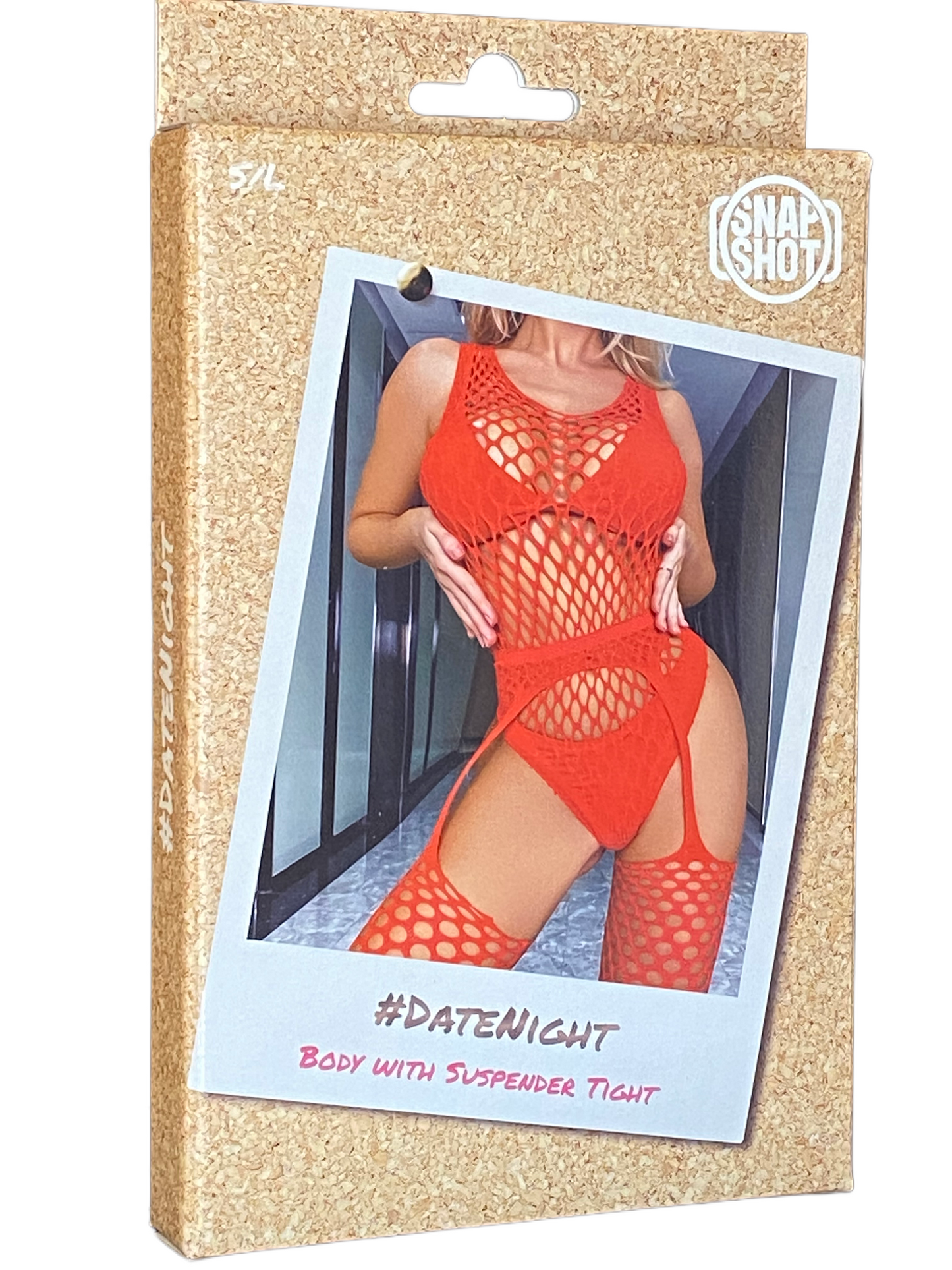 Visnet Body met jarretels en aangehechte kousen - Rood - Snapshot