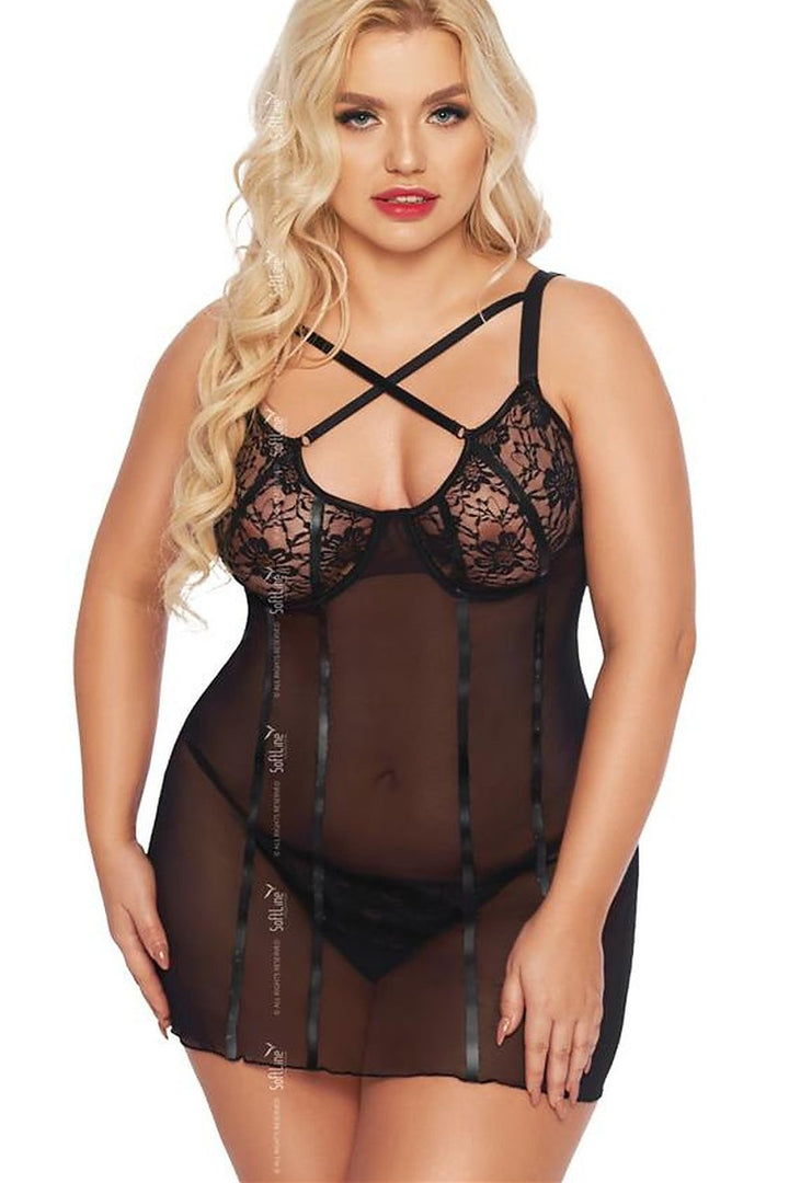 Sexy plussize lingerie set - Zwart - Softline Collection