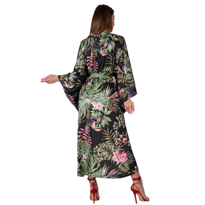 Kimono kamerjas print groen/roze