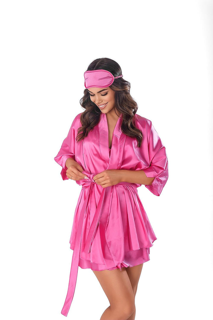 Satijnen Kimono kamerjas Roze