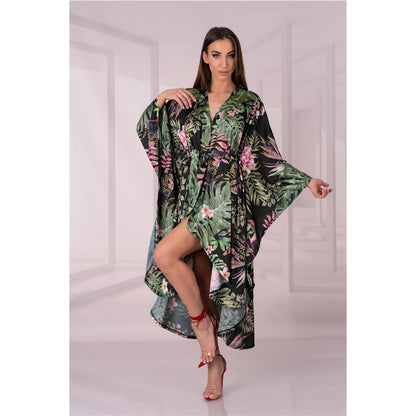 Kimono kamerjas print groen/roze