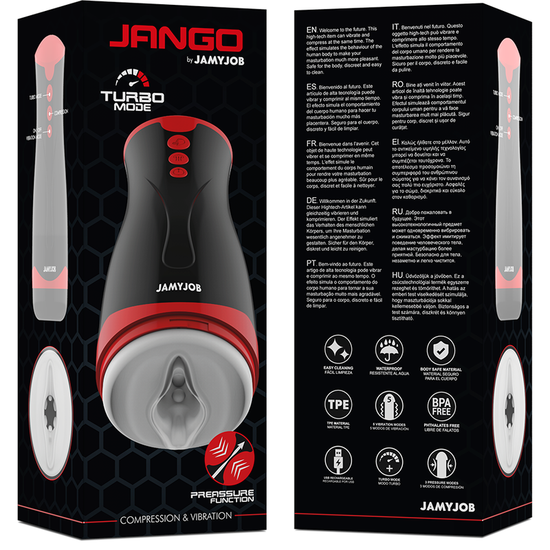 JAMYJOB – JANGO Masturbator met Compressie & Vibratie voor mannen