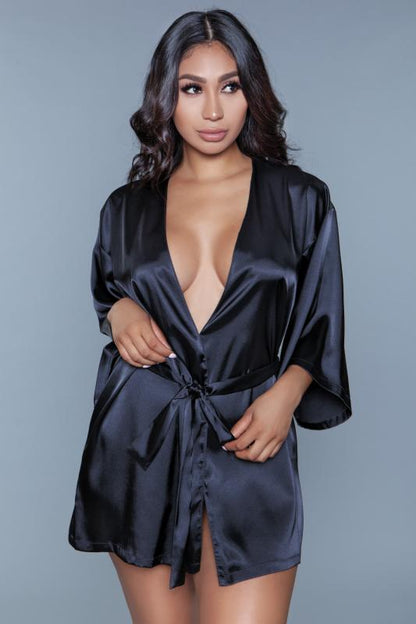 Amora Kimono Met Hart - Zwart