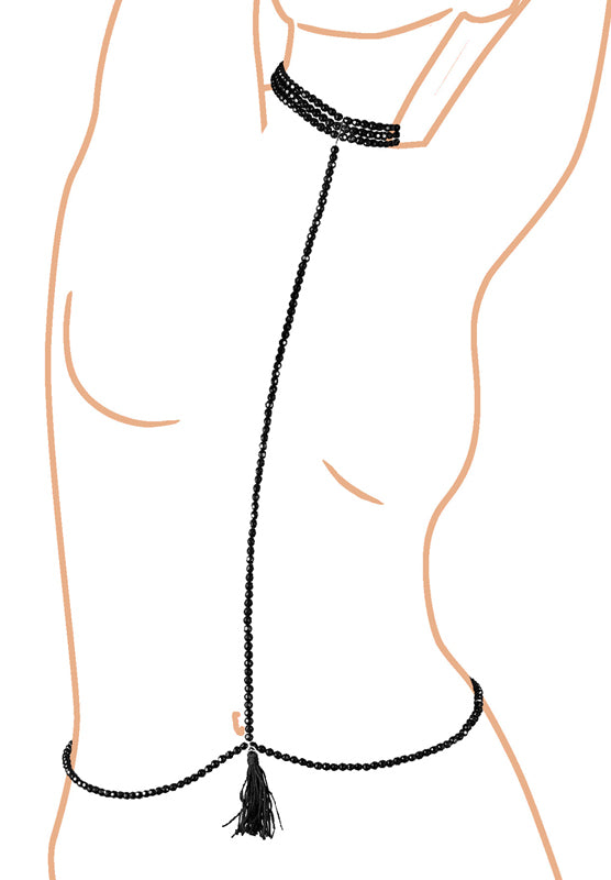 Halsband met ketting - Zwart