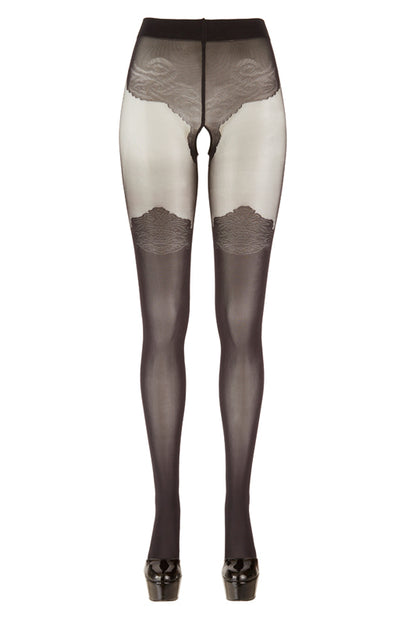 Panty Met Kousen Look - Zwart