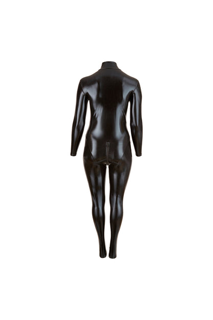 Plus Size Wetlook Catsuit Met Lange Rits