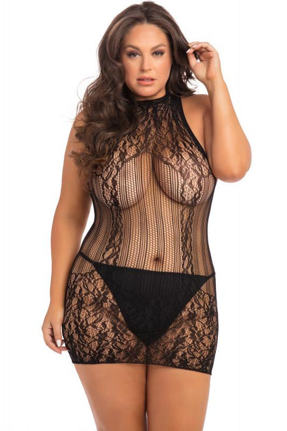 Netstof Jurkje Reckless Plus Size - Zwart