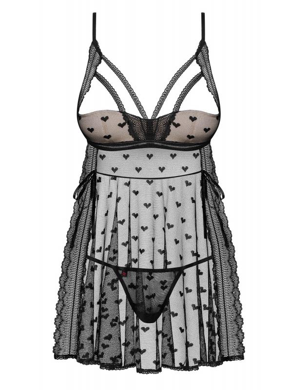 Heartia Babydoll Met Open Cups