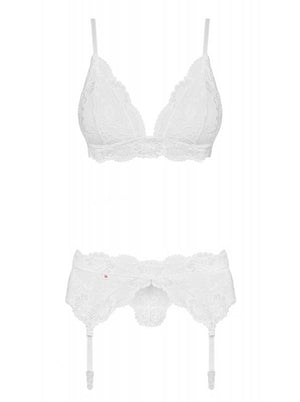 3-Delige Kanten Jarretel Set - Wit
