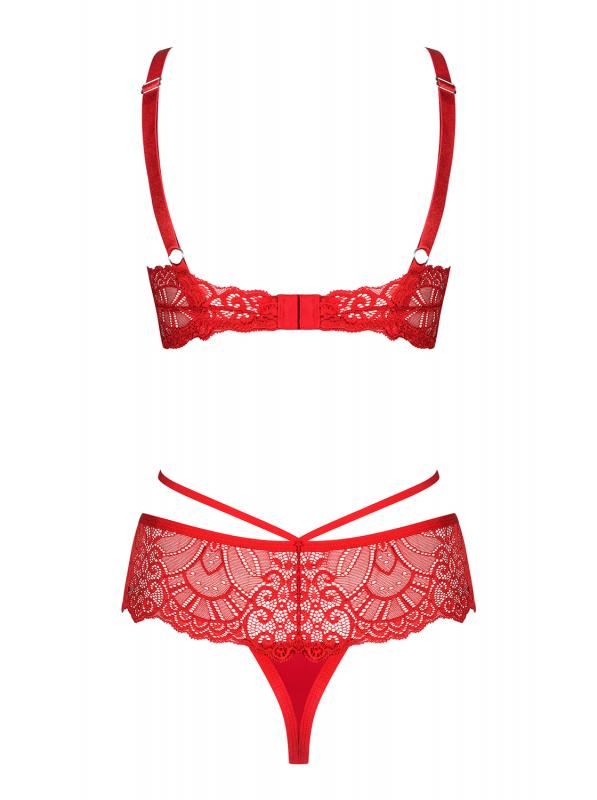 Loventy 2-delige Kanten BH Set - Rood