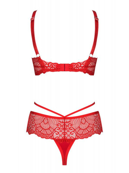 Loventy 2-delige Kanten BH Set - Rood