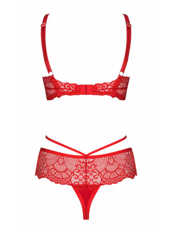 Loventy 2-delige Kanten BH Set - Rood