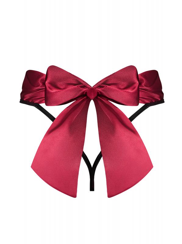 Tienesy String Met Sexy Strik - Zwart/Rood