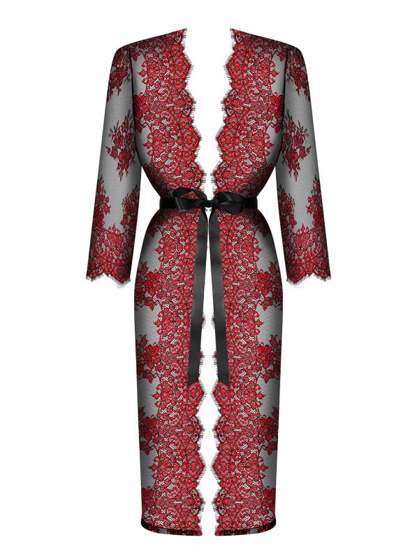 Redessia Kanten Kimono - Rood/Zwart