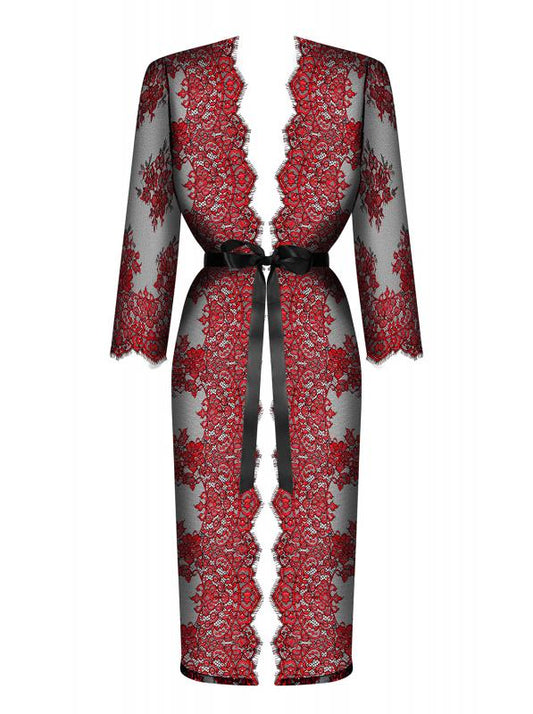 Redessia Kanten Kimono - Rood/Zwart