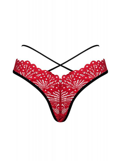 Mettia Sexy Kanten String - Zwart/Rood