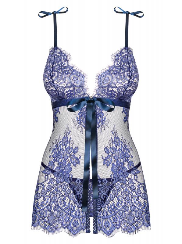 Flowlace Kanten Babydoll Set - Blauw