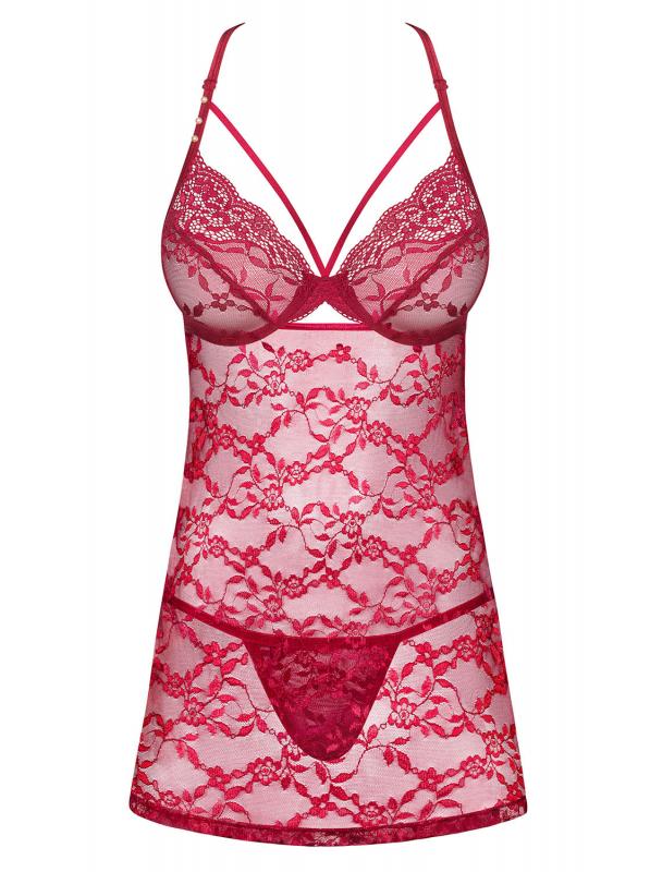 Ivetta Kanten Babydoll Met String - Rood