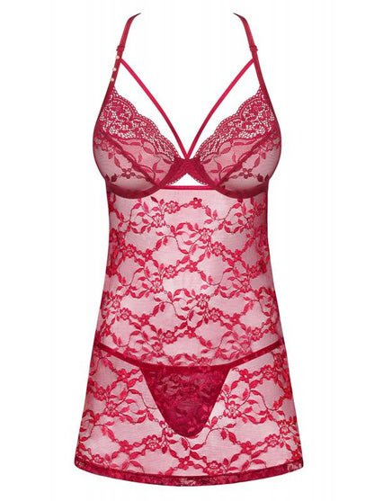 Ivetta Kanten Babydoll Met String - Rood