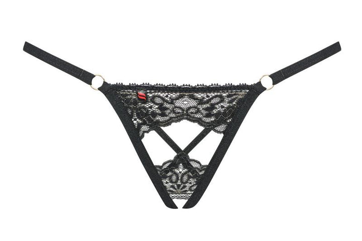Meshlove String Met Open Kruisje - Zwart