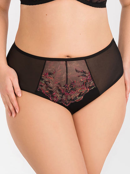 Slip Plussize Zwart Bloemen - Gorsenia Lingerie