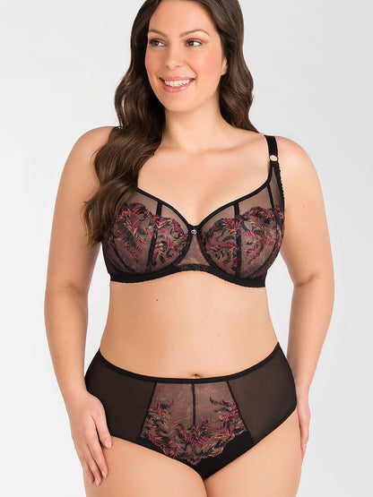 Slip Plussize Zwart Bloemen - Gorsenia Lingerie