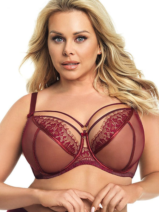 BH met beugels Bordeaux Plussize rood - Gorsenia Lingerie