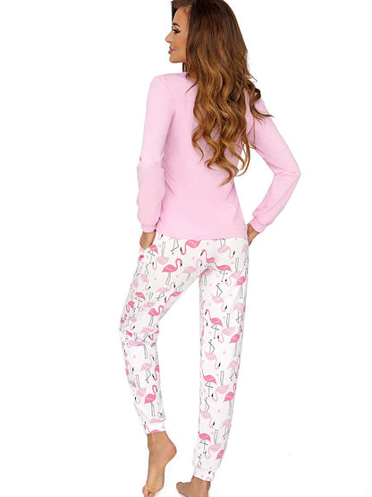 Pyjama met flamingo print roze - Donna