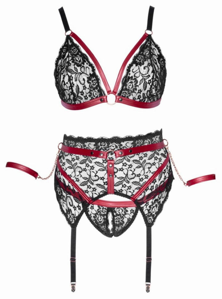 Plussize BH Bondage lingerie Set - Zwart