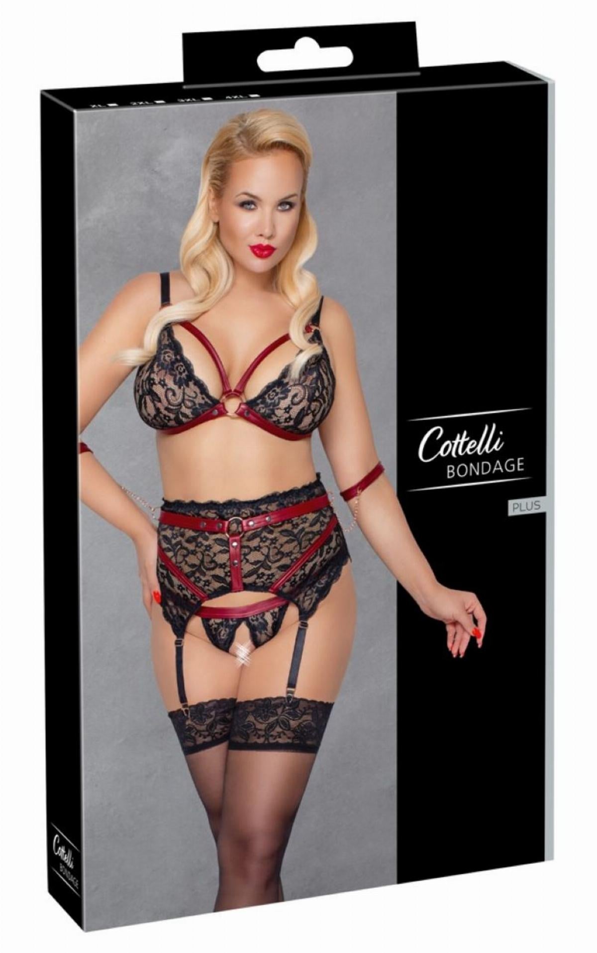 Plussize BH Bondage lingerie Set - Zwart