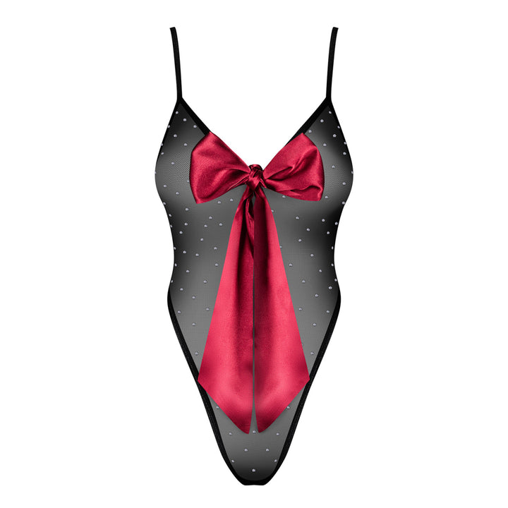 Plussize Body met strik zwart/rood