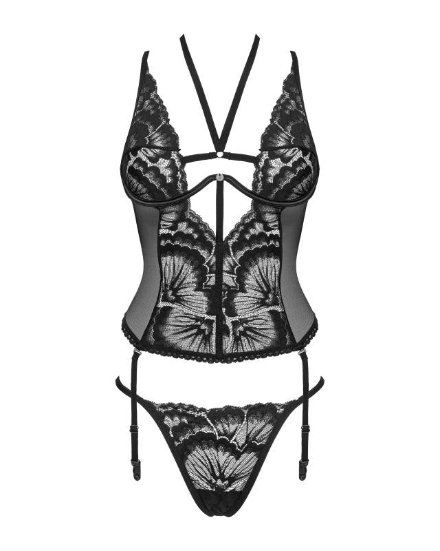 2-delige Jarretel-set Alessya -zwart