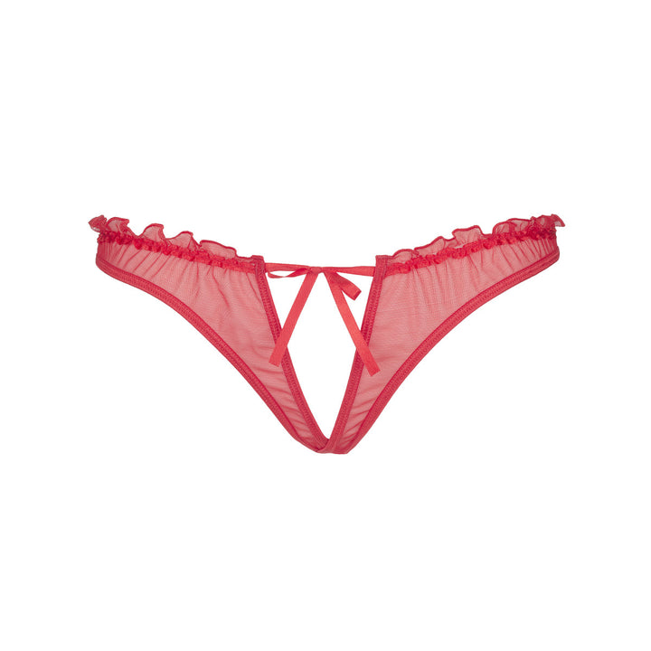 Plussize String van tule met strikje Rood