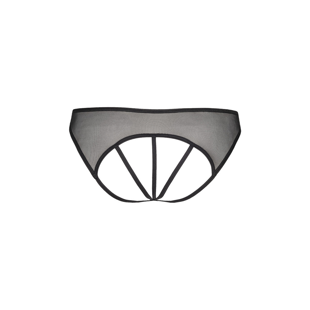 Plussize String van tule met strikje Zwart