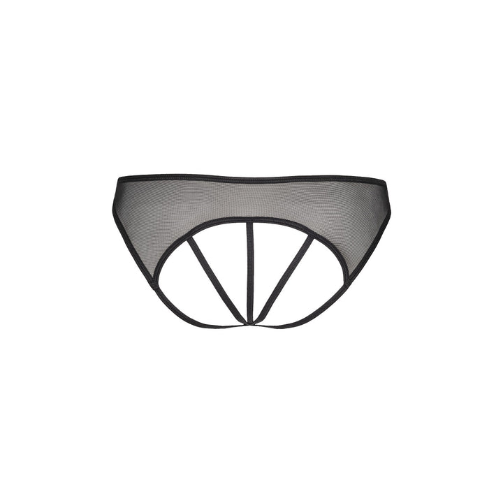 Plussize String van tule met strikje Zwart